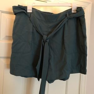 Turquoise paper bag shorts